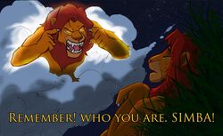  5_fingers angry anthro anthrofied claws closed_eyes cloud dialogue disney duo english_text felid fingers glowing glowing_eyes grass humor image_comics invincible_(comics) lion lying lying_on_ground male mammal maned_kitsune meme mufasa on_back on_ground open_mouth outside pantherine plant simba_(the_lion_king) star teeth text the_lion_king think_mark_think! 