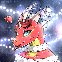  1:1 adobe_photoshop_(artwork) anthro christmas digital_media_(artwork) dragon european_mythology glistening heart_symbol hi_res holidays mammal mythological_creature mythological_scalie mythology niruen_(blackinkwolf) ribbons sady scalie sharperit solo western_dragon wingless_dragon 