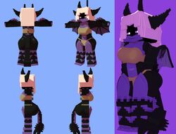  1girls 3d anilem_(mjbt) big_ass big_butt character commission dragon_girl dragon_tail ender_dragon female melinajbt mine-imator minecraft model monster monster_girl nonude nude outside purple_and_black_body purple_eyes tagme white_hair 