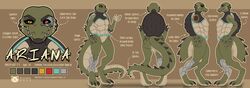  anthro ariana_&#039;ari&#039;_(darkflamewolf) crocodile crocodilian crocodylid cybernetics english_text female hi_res hybrid legend_of_ahya machine model_sheet nude reptile ruolina scalie shell solo text tortoise turtle 