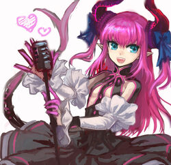  :d black_dress blue_bow blue_eyes bow breasts commentary_request cowboy_shot curled_horns detached_sleeves dragon_girl dragon_horns dragon_tail dress elizabeth_bathory_(fate) elizabeth_bathory_(fate/extra_ccc) fate/extra fate/extra_ccc fate_(series) female finger_cots hairbow heart horns long_hair looking_at_viewer mogukk open_mouth pink_hair pointy_ears revealing_clothes sarkany_csont_landzsa simple_background small_breasts smile solo tail teeth two_side_up upper_teeth_only white_background white_sleeves 