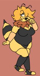  anthro apolonoise arthropod bee beelma_(stupeez) blonde_hair breasts clothing female footwear fur hair hymenopteran insects slightly_chubby socks solo sting yellow_body 