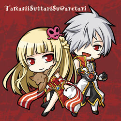  1boy animal_around_neck black_footwear black_gloves black_pants blonde_hair blunt_bangs braid celia_alde champion_(ragnarok_online) championship_belt chen_lio chibi circle_name clenched_hand closed_mouth coat comiket_85 commentary_request detached_sleeves dress female fox french_braid full_body gloves hair_ornament hair_over_one_eye heart heart_hair_ornament long_hair looking_at_viewer open_clothes open_coat open_mouth pants pelvic_curtain professor_(ragnarok_online) ragnarok_online red_dress red_eyes red_sleeves shoes sleeveless sleeveless_coat sleeveless_dress smile striped_sleeves two-tone_gloves white_coat white_gloves white_hair white_sleeves yuuki_tokito 