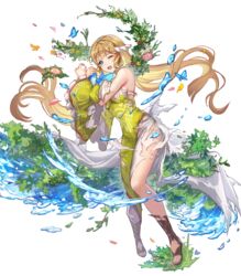  animal bare_shoulders bird blonde_hair blue_eyes blush breasts bug butterfly dress female fire_emblem fire_emblem_heroes flower full_body grass green_dress hair_ornament highres long_hair medium_breasts nijihayashi non-web_source official_art one_eye_closed open_mouth petals protecting puffy_sleeves teeth thighs toeless_footwear toes torn_clothes torn_dress torn_sleeves transparent_background water water_drop wide_sleeves ymir_(fire_emblem_heroes) 