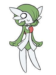  2023 airalin blush chest_spike empty_eyes female gardevoir generation_3_pokemon green_body looking_at_viewer multicolored_body nintendo pokemon pokemon_(species) rakkuguy simple_background smile solo spikes spikes_(anatomy) standing white_background white_body 