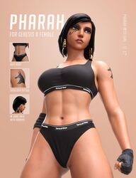    1girls 3d abs black_sports_bra black_underwear breasts dark-skinned_female daz_studio female female_only overwatch pharah pharah-best-girl tattoo underwear 