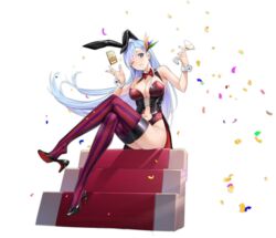  animal_ears azur_lane bare_shoulders black_footwear black_hair blue_eyes blue_hair bow bowtie breasts bustier cleavage clothing_cutout cocktail_glass cup detached_collar drinking_glass fake_animal_ears female from_below full_body high_heels highres holding holding_cup large_breasts leotard long_hair looking_at_viewer manjuu_(azur_lane) navel_cutout official_alternate_costume official_art one_eye_closed playboy_bunny purple_thighhighs rabbit_ears red_bow red_bowtie red_thighhighs shoe_dangle shoes sitting solo strapless strapless_leotard striped_clothes striped_thighhighs thighhighs ticonderoga_(azur_lane) ticonderoga_(show_stopper!)_(azur_lane) tomohiro_kai transparent_background two-tone_legwear vertical-striped_clothes vertical-striped_thighhighs very_long_hair wrist_cuffs 