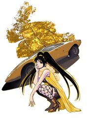  black_dress black_eyes black_footwear black_hair boots breasts car dress female fishnets high_heel_boots high_heels jacket kanojo_no_carrera kanojo_no_carrera_rs kikuchi_michitaka lamborghini lamborghini_countach long_hair looking_at_viewer lowres medium_breasts momose_yuri motor_vehicle official_art one_eye_closed open_hand shadow solo sports_car squatting tree twintails vehicle_focus very_long_hair yellow_jacket 