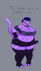  anthro belly big_breasts breasts catty_cattenheimer cleavage clothed clothing cosplay curvy_figure english_text feet felid feline female hellaverse helluva_boss hi_res highlights_(coloring) huge_breasts huge_thighs loona_(helluva_boss) mammal overweight overweight_anthro overweight_female skully slightly_chubby slightly_chubby_anthro slightly_chubby_female solo standing tail text thick_thighs toes undertale_(series) voluptuous 
