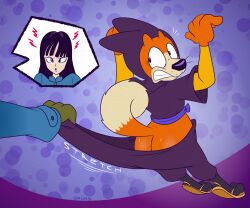  abstract_background alternate_version_at_paywall anthro ass black_hair black_nose blue_eyes bottomwear bottomwear_pull canid canine canis clothed clothing clothing_pull curled_tail digital_drawing_(artwork) digital_media_(artwork) dipstick_tail domestic_dog duo female fur gavanzude glistening glistening_butt hair hi_res human jacket light_body light_skin looking_back mai_(dragon_ball) male mammal markings ninja no_underwear offscreen_character orange_body orange_fur pants pants_pull shiba_inu shu_(dragon_ball) signature spitz surprised tail tail_markings tan_markings topwear warrior 