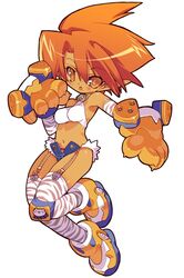  :o animal_hands animal_print blade_(galaxist) elbow_gloves female full_body garter_straps gloves magician&#039;s_academy navel orange_hair paw_gloves pointy_ears short_hair simple_background solo tan tanarot thighhighs tiger_print unbuttoned white_background 