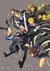  beigett_buckingham black_hair blonde_hair blue_eyes brown_hair carlotta_mausen cleo_everlastin commentary_request confetti edge_finrandi highres ishirean long_hair majic_lin majutsushi_orphen mayor_maccready multicolored_hair multiple_boys multiple_girls orphen ratchett_finrandi ratsbane_finrandi robe school_uniform short_hair spoilers yuuki_(yuuki333) 