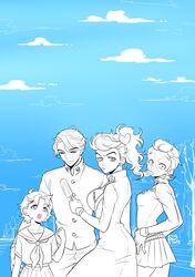  1boy 3girls absurdres bad_id bad_pixiv_id diamond_wa_kudakenai gakuran genderswap_(ftm) genderswap_(mtf) higashikata_josuke highres hirose_koichi jojo_no_kimyou_na_bouken matcha_cream_v multiple_girls nijimura_okuyasu rule_63 school_uniform yamagishi_yukako 