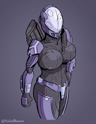  1girls armor big_breasts bodysuit breasts clothed clothed_female covered_body fully_clothed grey_background halo_(game) halo_(series) hand_on_hip helmet helmet_with_visor huge_breasts hyper_breasts large_ass large_breasts muscular_female nipple_bulge nipples nipples_visible_through_clothing saladbearer scifi solo solo_female solo_focus spartan_(halo) spartan_amber(character) spartan_iv_(halo) thick_ass thick_legs thick_thighs tight_clothes tight_clothing upper_body 