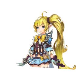  archived_source armor black_gloves blonde_hair blue_eyes blue_skirt breasts closed_mouth cowboy_shot female gloves heroes_of_incredible_tales kiki_(heroes_of_incredible_tales) long_hair official_art petite pointy_ears ponytail side_ponytail simple_background skirt small_breasts solo standing transparent_background very_long_hair zettai_ryouiki 