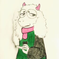  absurd_res anthro bovid caprine deltarune drugs eyewear glasses hi_res looking_at_viewer male mammal marijuana marijuana_blunt ralsei ralsei_smoking_blunt surette_(artist) undertale_(series) 