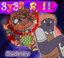  3y3s0r3_(audiht) alternative_fashion ambiguous_gender audiht clothed clothing duo english_text humanoid nonbinary_(lore) scene_(fashion) sydney_(audiht) text wrist_warmers 