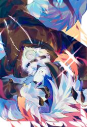  ambiguous_gender anthro blue_body blue_eyes blue_fur claws clock clothing collar fur generation_7_pokemon hi_res juewanggouqishilei kian_(kianyemao) lycanroc nintendo pokemon pokemon_(species) solo white_body white_fur 
