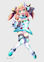  :d ahoge artist_name black_gloves black_thighhighs blonde_hair boots braid breasts brooch cleavage clenched_hand colored_shoe_soles commentary_request detached_collar double-parted_bangs dress elbow_gloves female full_body gloves gradient_background green_eyes hacka_doll hacka_doll_1 hair_between_eyes half_up_braid highres hiva+ jewelry layered_gloves leotard leotard_under_clothes long_hair long_sidelocks looking_at_viewer medium_breasts microdress open_mouth revision salute short_dress sidelocks signature simple_background skindentation smile solo strapless strapless_dress teeth thigh_boots thighhighs thighhighs_under_boots twintails upper_teeth_only v-shaped_eyebrows very_long_sidelocks white_boots white_dress white_gloves white_leotard 