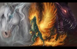  2018 antarija asian_mythology black_bars blue_eyes chinese_mythology digital_media_(artwork) digital_painting_(artwork) dragon duality east_asian_mythology equid equine female female_(lore) feral fire flaming_hair flaming_mane flaming_tail flaming_wings fur green_body green_scales group hair hi_res horse hybrid letterbox longma mammal mythological_creature mythological_equine mythological_scalie mythology pseudo_hair pseudo_mane purple_body purple_scales realistic red_eyes scales scalie sharp_teeth tail teeth them&#039;s_fightin&#039;_herds tianhuo_(tfh) trio white_body white_fur white_hair wings 