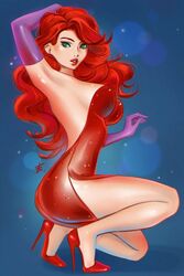  disney dress gloves hair high_heels jessica_rabbit large_breasts lipstick taiss14 who_framed_roger_rabbit 