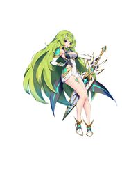  :d absurdres breasts circlet cleavage cleavage_cutout clothing_cutout cosplay dress elbow_gloves elira_pendora female full_body gloves green_hair highres holding holding_sword holding_weapon long_hair looking_at_viewer mythra_(xenoblade) mythra_(xenoblade)_(cosplay) nijisanji nijisanji_en open_mouth orange_eyes simple_background smile solo sword thigh_strap tsukinaga very_long_hair virtual_youtuber weapon white_background white_dress white_footwear white_gloves xenoblade_chronicles_(series) xenoblade_chronicles_2 