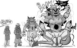  2026 3_fingers absurd_res anthro anthrofied apron arm_hair beard bent_legs biceps big_fangs big_muscles big_no big_pecs body_hair body_size_growth boom bottomwear bracelet bulge careful_what_you_wish_for clothed clothing dialogue digital_drawing_(artwork) digital_media_(artwork) direbatty english_text facial_hair fangs fingers floating_arms four_frame_image four_frame_sequence fur fur_growth generation_6_pokemon genie granting_wish greyscale grin growth hair hair_growth hairy hands_on_knees hands_on_legs hi_res hoopa hoopa_(unbound) horn horn_growth human human_to_anthro jewelry legendary_pokemon levitating long_hair male mammal markings midair monochrome moustache muscular muscular_anthro muscular_arms muscular_growth muscular_male nintendo offscreen_character oh_no open_clothing open_mouth open_shirt open_topwear pants pecs pokemon pokemon_(species) pokemorph ponytail rings_on_arms sequence sharp_teeth shirt shirtless shirtless_anthro shirtless_male simple_background size_transformation smile snapping_fingers solo sparkles species_transformation spikes spikes_(anatomy) t-shirt tail teeth text topwear transformation transformation_sequence transformed_clothing undressing undressing_self wish_twisting x_no_x_yes 