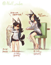  +_+ :3 aged_down animal animal_ears barefoot black_hair black_shorts chair commentary_request cup feline female highres holding holding_animal holding_cat hololive longcat_(meme) meme motion_lines mug multicolored_hair multiple_views null_suke official_alternate_costume ookami_mio ookami_mio_(casual) open_mouth orange_eyes red_hair short_shorts shorts sitting smile streaked_hair sweatdrop taiga_(ookami_mio) tail tail_wagging translated two-tone_hair virtual_youtuber wolf_ears wolf_girl wolf_tail 