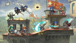  4girls 6+boys aged_up armor black_knight_(fire_emblem) blue_armor blue_cape bracelet cape chibi chrom_(fire_emblem) circlet commentary_request corrin_(fire_emblem) corrin_(male)_(fire_emblem) countdown dress earrings fake_smash_ball falchion_(fire_emblem) father_and_daughter feh_(fire_emblem_heroes) fingerless_gloves fire_emblem fire_emblem:_mystery_of_the_emblem fire_emblem:_path_of_radiance fire_emblem:_the_binding_blade fire_emblem:_the_blazing_blade fire_emblem_awakening fire_emblem_fates fire_emblem_heroes gloves green_eyes green_hair hair_ornament hairband headband high_ponytail highres ike_(fire_emblem) jewelry long_hair lucina_(fire_emblem) lyn_(fire_emblem) marth_(fire_emblem) multiple_boys multiple_girls official_art pelvic_curtain pink_dress pink_legwear pointy_ears ponytail red_dress robe robin_(female)_(fire_emblem) robin_(fire_emblem) roy_(fire_emblem) short_dress side_slit smash_ball stone super_smash_bros. tiara tiki_(adult)_(fire_emblem) tiki_(fire_emblem) 