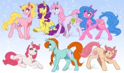  2015 bonbon_(mlpt) bright_eyes_(mlp) clover_(mlp) dvixie earth_pony equid equine female feral group happy hasbro hi_res horse mammal melody_(mlp) mlp_g1 my_little_pony my_little_pony_tales patch_(mlp) pony pre-g4 smile starlight_(mlpt) sweetheart_(mlp) 