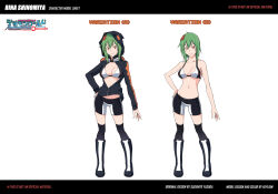  bike_shorts bikini bikini_top_only black_bikini black_jacket breasts cleavage digimon digimon_world_re:digitize female goggles goggles_around_neck green_hair hair_between_eyes hood hood_up hooded_jacket jacket keyliom long_sleeves looking_at_viewer orange_eyes over-kneehighs partially_unzipped print_footwear print_jacket print_shorts reference_sheet shinomiya_rina short_hair short_hair_with_long_locks shorts sidelocks smile swimsuit thighhighs two-tone_bikini white_bikini 