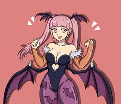  1girls alternate_costume breasts cleavage clothed clothing cosplay darkstalkers female fire_emblem fire_emblem:_three_houses hayato_stuff hilda_valentine_goneril medium_breasts morrigan_aensland_(cosplay) nintendo open_mouth solo 