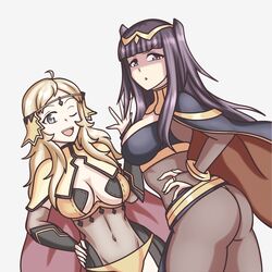  2girls ass breasts clothed clothing female fire_emblem fire_emblem_awakening fire_emblem_fates hayato_stuff large_breasts medium_breasts nintendo ophelia_(fire_emblem) teenager tharja_(fire_emblem) 