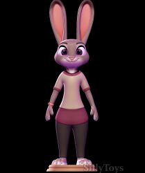  3d_(artwork) 3d_modeling 3d_print anthro big_feet clothed clothing digital_media_(artwork) disney ears_up feet female grey_body hi_res judy_hopps lagomorph leporid looking_straight mammal purple_eyes rabbit sillytoys solo standing zootopia 