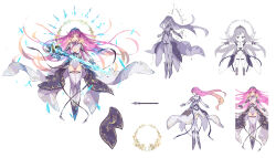  cleavage_cutout closed_mouth clothing_cutout commentary_request covered_navel da-kuro female floating_hair full_body glowing glowing_sword glowing_weapon holding holding_sword holding_weapon long_hair looking_at_viewer official_art phantom_of_the_kill pink_eyes pink_hair reference_sheet second-party_source simple_background smile solo_focus straight-on sword thighhighs tyrfing_(phantom_of_the_kill) weapon white_background white_thighhighs 