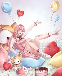  :3 animal argyle_clothes argyle_dress balloon bare_legs birthday birthday_cake bloom_poetry_(shining_nikki) blunt_bangs bow bowtie breasts brown_eyes bush cake character_doll character_name cloak clothed_animal clothes_writing commentary cross-laced_clothes cross-laced_dress doll dress dress_ribbon ear_covers english_commentary eyelashes feline female flower food frilled_shirt_collar frilled_sleeves frills full_body grey_background happy heart heart-shaped_pillow heart_balloon high_heels highres hood hood_up hooded_cloak knees knees_up leaf_print light_blush long_hair long_sidelocks long_sleeves mary_janes medium_breasts momo_(nikki) navel nikki_(nikki) nikki_(series) nonoberry22 on_pillow one_eye_closed open_mouth outstretched_arm paw_print petals pillow pinafore_dress pink_dress pink_eyes pink_flower pink_hair plate pleated_dress print_dress pumps red_bow red_bowtie red_ribbon ribbon shining_nikki shirt shoes short_dress sidelocks sitting sleeveless sleeveless_dress sleeves_past_wrists smile socks striped_clothes striped_socks stuffed_animal stuffed_cat stuffed_toy traditional_bowtie turtleneck turtleneck_shirt vertical-striped_clothes vertical-striped_sleeves vertical-striped_socks wavy_hair whiskers white_cat white_shirt white_shoes white_socks yellow_cloak yellow_flower 