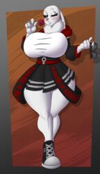  anthro big_breasts breasts candy darkshasion_(artist) dessert female food hi_res huge_breasts lagomorph leporid lollipop mammal rabbit roblox solo thick_thighs 