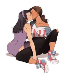  2girls america_chavez best_friends dark-skinned_female dark_skin female female_only hawkeye human human_only interracial interracial_yuri kate_bishop kissing lesbian light-skinned_female light_skin marvel miss_america_chavez systemflaw wholesome young_avengers yuri 