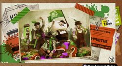  3boys cane female flag judd_(splatoon) multiple_boys official_art splatoon_(series) splatoon_1 spoilers sunken_scroll_(splatoon) translated 