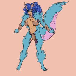  1:1 animal_humanoid antlers armor claws dragon dragon_humanoid female fur hi_res horn humanoid mythological_creature mythological_scalie mythology nude scales scalie simple_background solo tartaurus 