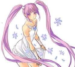  bad_id bad_pixiv_id commentary_request dress ei_(fran3bon) female flower long_hair looking_at_viewer purple_eyes purple_hair simple_background solo sophie_(tales) tales_of_(series) tales_of_graces twintails very_long_hair white_background white_dress 