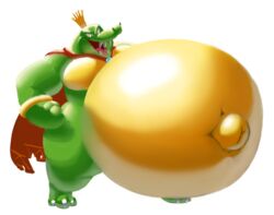  2022 anthro arm_ring belly big_belly cape claws clothing crocodilian crown donkey_kong_(series) fangs fist gem green_body green_scales headgear k_rool kremling male mostly_nude navel nintendo obese obese_anthro obese_male open_mouth outie_navel overweight overweight_anthro overweight_male praceph red_cape red_clothing reptile ring scales scalie smile solo standing teeth toe_claws tongue wide_eyed 