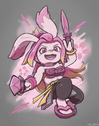  anthro female fur gunfire_reborn hair lagomorph leporid mammal melee_weapon pink_eyes pink_hair rabbit solo sword tao_(gunfire_reborn) theblacktotem weapon white_body white_fur 