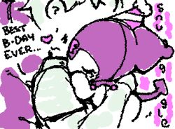  2025 ambiguous_anthro ambiguous_gender ambiguous_human animated anthro arms_bent black_text closed_eyes clothed clothed_ambiguous clothed_anthro clothed_human clothing demon dialogue digital_media_(artwork) duo ellipsis english_text faceless_ambiguous faceless_character faceless_human female_(lore) flat_colors hair heart_symbol hood hug hugging_another human kuromi lagomorph leporid ligma_(artist) low_res mammal onegai_my_melody purple_hood purple_tail rabbit sanrio shirt spade_tail squigglevision tail text topwear white_body wigglypaint_(artwork) 