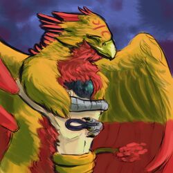  1:1 adolescent anthro anthro_on_feral avian beak bird digital_media_(artwork) duo feathers feral fur gryphon hair hi_res hug human human_on_feral infinite infinity_symbol interspecies killioma male male/male mammal mythological_avian mythological_creature mythology nude red_vernal_(killioma) rift_(wolfywetfurr) size_difference symbol young zoophilia 