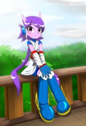  2017 anthro aquatic_dragon biped blush boots clothed clothing dragon female footwear freedom_planet galaxytrail gloves hair handwear hi_res hybrid kenjikanzaki05 mammal marine mythological_creature mythological_scalie mythology purple_hair sash_lilac scalie sitting solo 