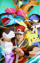  2014 ambiguous_gender blastoise ccayco charizard clothing eeveelution espeon feral generation_1_pokemon generation_2_pokemon group hat headgear headwear human male mammal nintendo pikachu pokemon pokemon_(species) pokemon_trainer red&#039;s_pikachu red_(pokemon) snorlax starter_trio text url venusaur watermark 