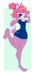  anthro canine canine closed_eyes clothing dress eyelashes fangs female happy humanoid lex mammal norithecat open_chest ponytail smile solo toony 