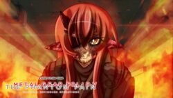  commentary_request crossover dankodeadzone english_text eyepatch female lamia long_hair metal_gear_(series) metal_gear_solid_v:_the_phantom_pain miia_(monster_musume) monster_girl monster_musume_no_iru_nichijou pointy_ears red_hair species_connection venom_snake yellow_eyes 