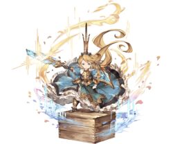  &gt;:( armor armored_boots armored_dress blonde_hair blue_dress blue_eyes boots box breastplate charlotta_(granblue_fantasy) crown dress female frilled_dress frills frown full_body gauntlets granblue_fantasy harvin height_conscious holding holding_sword holding_weapon long_hair looking_at_viewer minaba_hideo official_art on_box pointy_ears puffy_short_sleeves puffy_sleeves shield short_sleeves solo standing standing_on_object sword tall_crown transparent_background v-shaped_eyebrows very_long_hair weapon wooden_box 